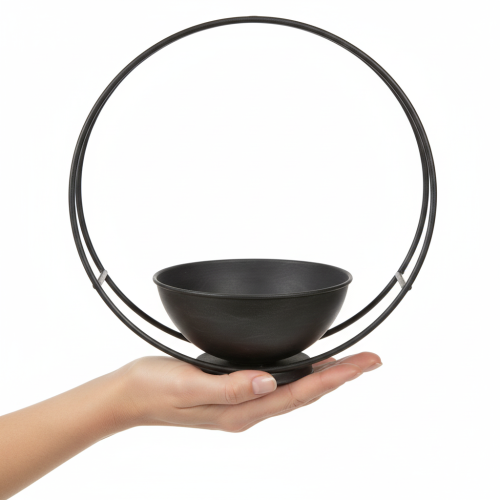 Produkt Miska z nóżką, pierścień dekoracyjny, metal, antracyt, wys. 29 cm, 2 sztuki