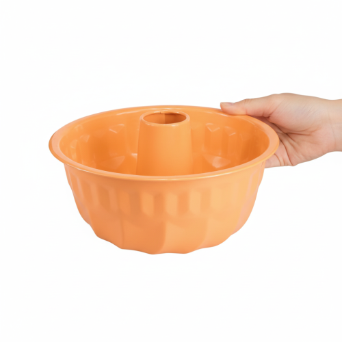 Produkt Metalowa dekoracyjna forma do pieczenia ciasta Bundt w kolorze pomarańczowym Ø23cm H12cm