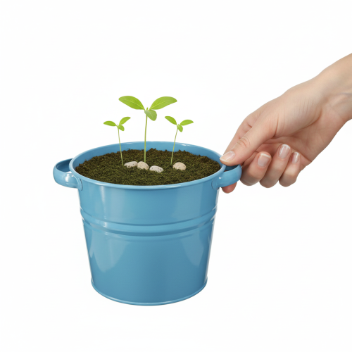 Produkt Dekoracyjna metalowa doniczka/saszetka w kolorze niebieskim, 31 cm x 26 cm x 21,5 cm