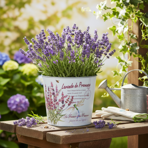 Produkt Metalowa doniczka, lawenda, Ø21cm H18cm