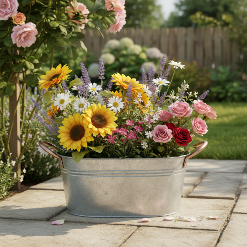 Produkt Misa na kwiaty z uchwytami, misa dekoracyjna, metal, 17,5×12×9 cm