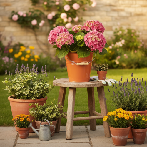 Produkt Dekoracyjne metalowe wiadro/doniczka, pomarańczowo-brązowe, Ø22 cm, wys.21,5 cm, 6 l