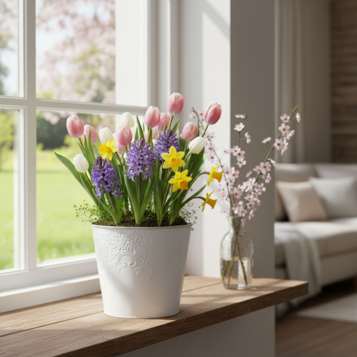 Produkt Doniczka metalowa, pastelowa biel, Ø16cm H14cm