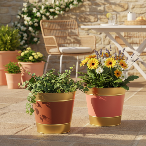 Produkt Doniczka metalowa/doniczka/saszetka, Ø26cm, wys. 22cm, 4 sztuki