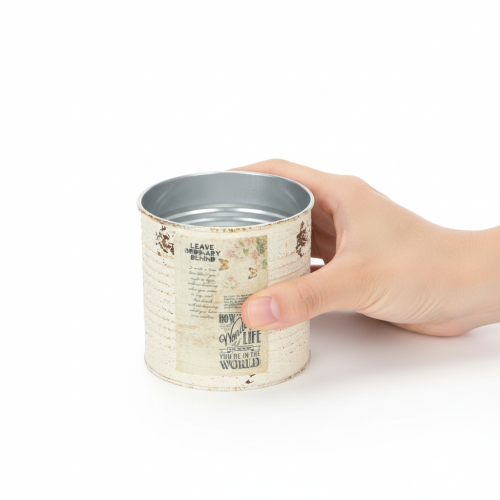 Produkt Doniczka metalowa kremowa w stylu shabby chic Ø11cm wys. 10,5cm