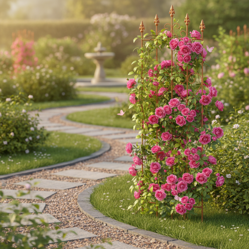 Produkt Kratka z motywem serca, pomoc do pnącza w stylu romantycznym na ścieżki ogrodowe lub tarasy, 101 cm