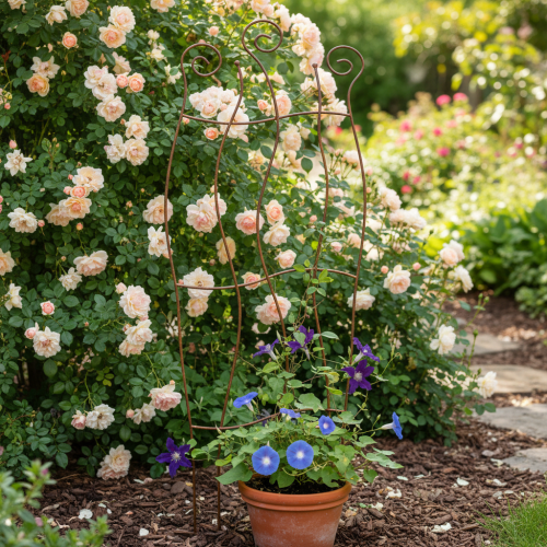 Produkt Metalowa kratka ogrodowa o zakrzywionym kształcie do roślin pnących, 110 cm