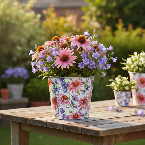 Produkt Doniczka, dekoracja wiosenna, metalowa, Ø12cm, wys.10,5cm