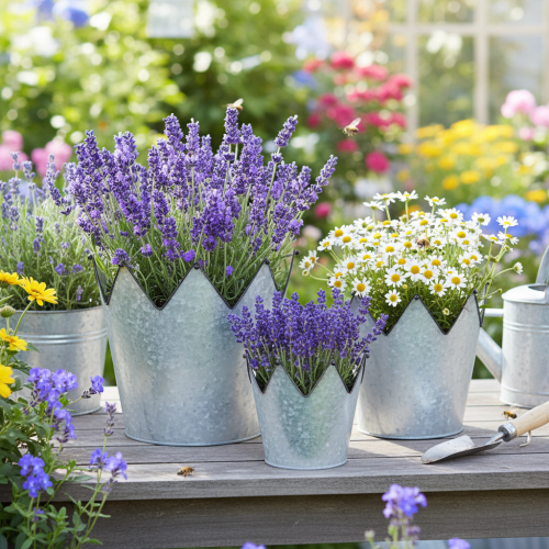 Produkt Korona do doniczki metalowa dekoracyjna cynkowa Ø21,5/19,5/17cm zestaw 3 szt.