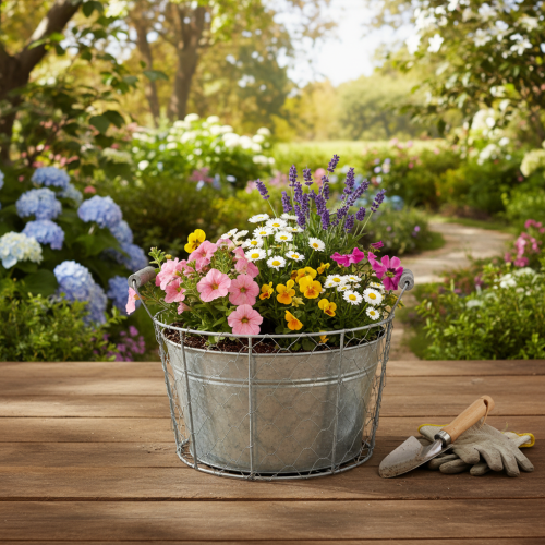 Produkt Doniczka druciana do sadzenia, koszyczek wiosenny, metal, Ø26cm