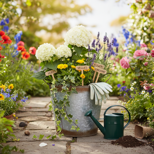 Produkt Metalowa doniczka, misa na kwiaty, doniczka ze srebrnymi uchwytami, wykończenie ze stali patynowanej, Ø18 cm, wys. 20 cm