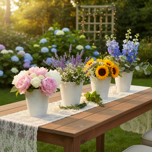 Produkt Doniczka ozdobna, metalowa, biała, Ø18,5 cm, wys.18 cm