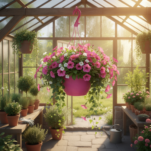 Wiszący koszyk różowy donica z otworami Ø25cm W50cm | Floristik24.pl