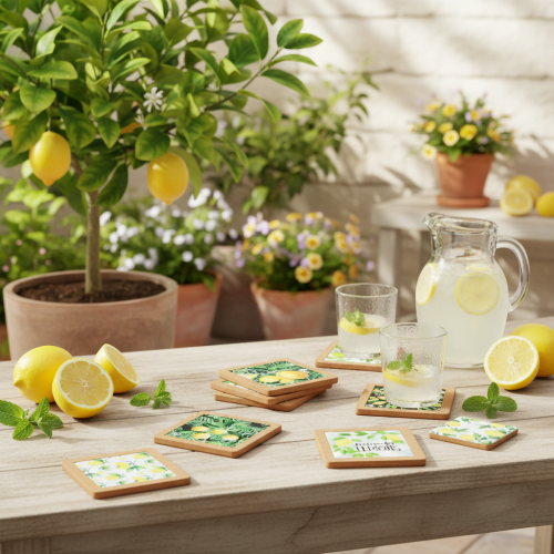 Podkładki Cytryny Korek Ceramiczny Lato Różne 19,5 cm 6 szt | Floristik24.pl