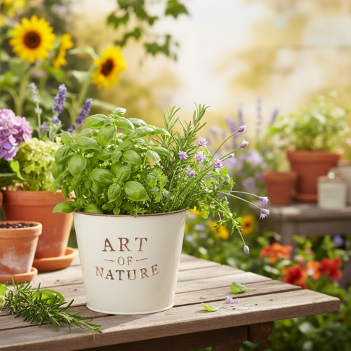 Produkt Doniczka cynkowa Art of Nature Kremowa Ø17,5cm W15cm