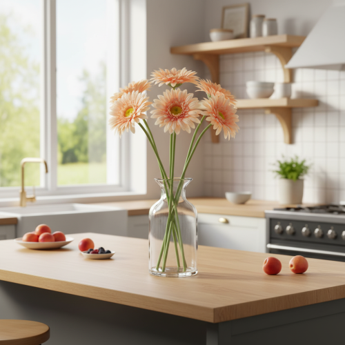 Sztuczne kwiaty gerbery morelowe 47cm 6szt | Floristik24.pl
