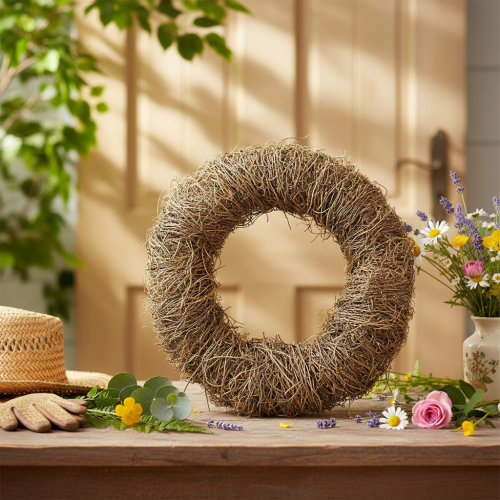 Wieniec z naturalnego materiału, naturalny wianek dekoracyjny do projektów DIY, 35 cm | Floristik24.pl