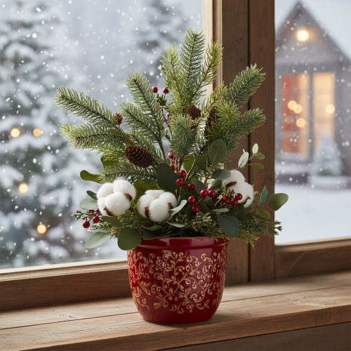 Sztuczna gałązka jodły z szyszką, 41 cm | Floristik24.pl