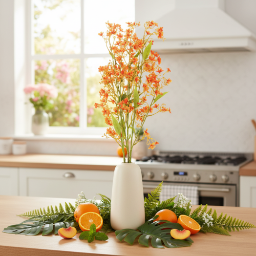 Sztuczny kwiat orchidei gałązka pomarańczowa filigranowa dekoracja pokoju 110cm 3 szt. | Floristik24.pl