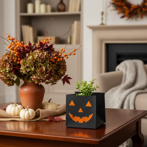 Produkt Doniczka z papierowej torby w kształcie dyni, dekoracja na Halloween, 10 cm, 6 szt.