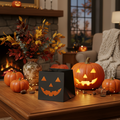 Produkt Doniczka z papierowej torby w kształcie dyni, dekoracja na Halloween, 10 cm, 6 szt.