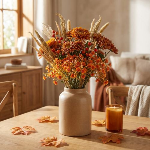 Gypsophila kwiaty sztuczne ziele gipsowe pomarańcza L30cm 6 sztuk w pęczku | Floristik24.pl