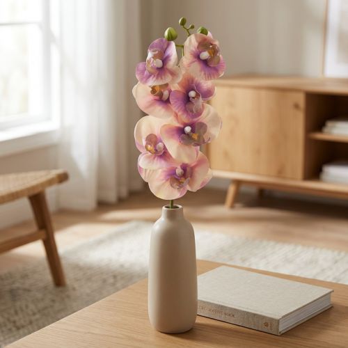 Storczyk Phalaenopsis sztuczny 7 kwiatów fioletowy kremowy 73cm | Floristik24.pl