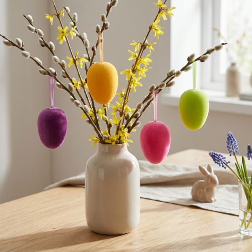 Pisanki do powieszenia zielone żółte różowe jagody 11cm 4 szt | Floristik24.pl
