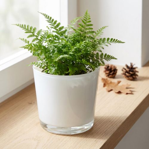 Szklana doniczka biała Ø11,5 cm W11 cm | Floristik24.pl