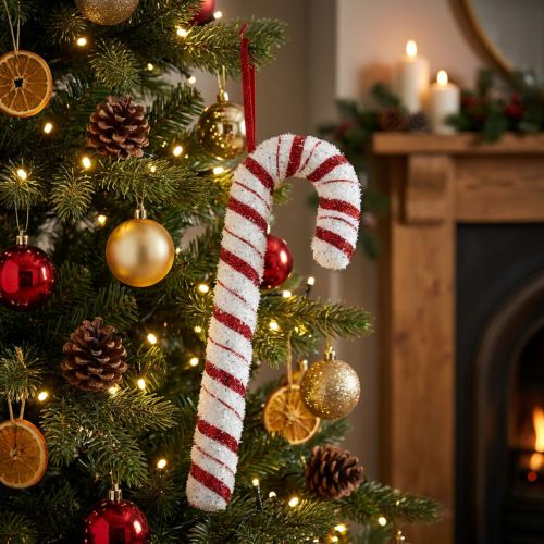 Deco Candy Cane Christmas Red White Striped H34cm | Floristik24.pl