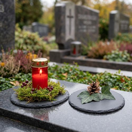 Podkładki okrągłe z łupka naturalnego czarne Ø10cm 6 szt | Floristik24.pl