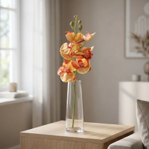Sztuczna orchidea Phalaenopsis płonąca czerwono-żółta 78cm | Floristik24.pl