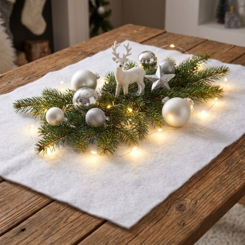 Dekoracja koca śnieżnego śnieg w białej zimowej dekoracji 240×90cm | Floristik24.pl