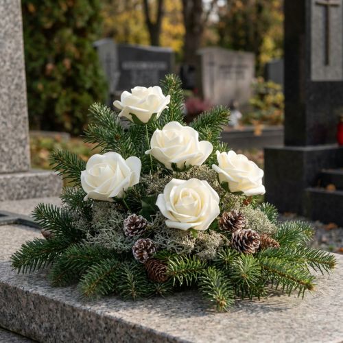 Produkt Róże piankowe z kwiatami łodygowymi, krem piankowy Ø7,5cm 18 szt.