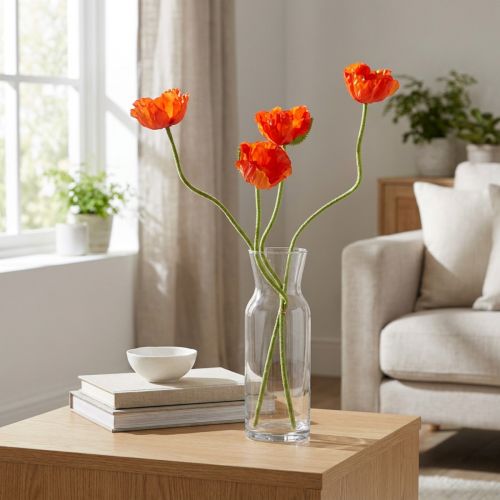 Maki sztuczne kwiaty sztuczne pomarańczowe 58cm–74cm 3szt | Floristik24.pl