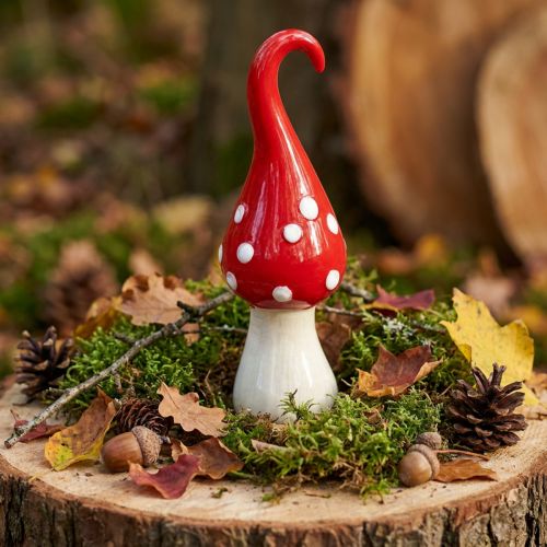 Deco Fly Agaric Ceramiczny Deco Grzyb Czerwony Biały Ø6,5cm W21cm | Floristik24.pl