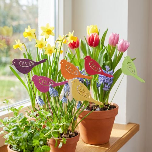 Dekoracja wiosenna korki kwiatowe drewniana dekoracja ptaka 28cm 18 szt | Floristik24.pl