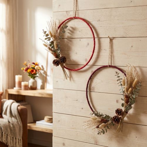 Produkt Ozdobny pierścień jutowy pętelka czerwony ciemnoczerwony Ø30cm 4szt