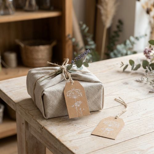 Zawieszki do prezentów papierowe kwiaty brązowe 8×5cm 24 szt | Floristik24.pl