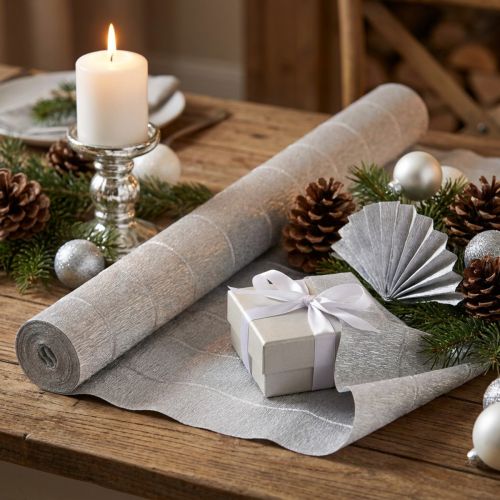 Papier krepowy florystyczny srebrny 50x250cm | Floristik24.pl