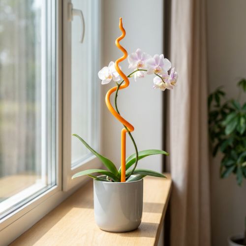 Produkt Podpórka do storczyków, plastikowa, pomarańczowa, pomoc do pnączy dla storczyków, wys. 64 cm
