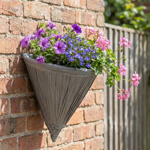 Doniczka wisząca szara Doniczka do wiszącej lampy ściennej 30×17cm | Floristik24.pl