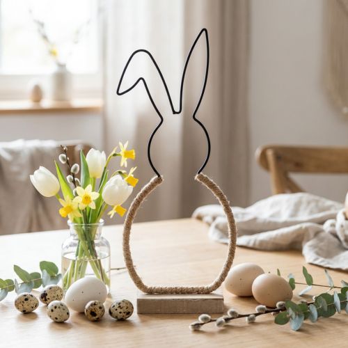 Dekoracja stołu Zając wielkanocny Zając wielkanocny z drutu boho 32cm | Floristik24.pl