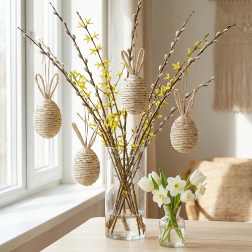 Ozdobne pisanki do zawieszenia z uszami królika 13,5cm 4 szt | Floristik24.pl