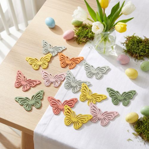 Shaker drewniany motylek kolorowa posypka dekoracja 4,5×3cm 48 szt | Floristik24.pl