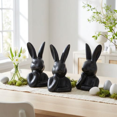 Produkt Królik myślący mały popiersie królika czarne 6×4×10,5cm 3 szt.