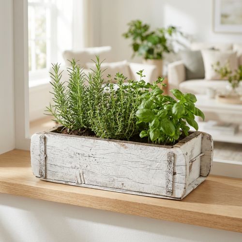 Kształt cegły, pudełko z cegły, drewniane pudełko z metalowymi okuciami, antyczne wykończenie, bielone dł. 32 cm wys. 9 cm | Floristik24.pl