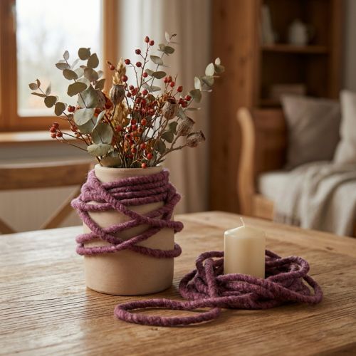 Produkt Filc wełniany Dekoracyjny sznurek Filcowy Knot Nić Jagodowa L7m Zestaw 2szt