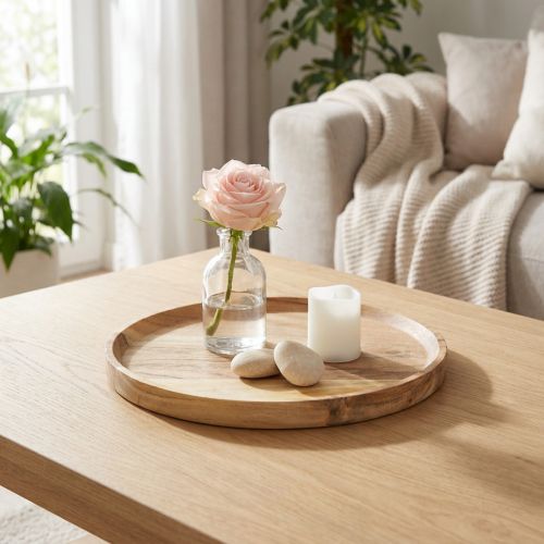 Taca/talerz dekoracyjny z naturalnego drewna akacjowego, Ø20cm | Floristik24.pl