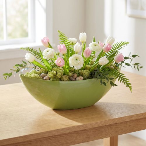 Miska dekoracyjna jasnozielona 55,5cm x 14cm W17,5cm 1 szt | Floristik24.pl